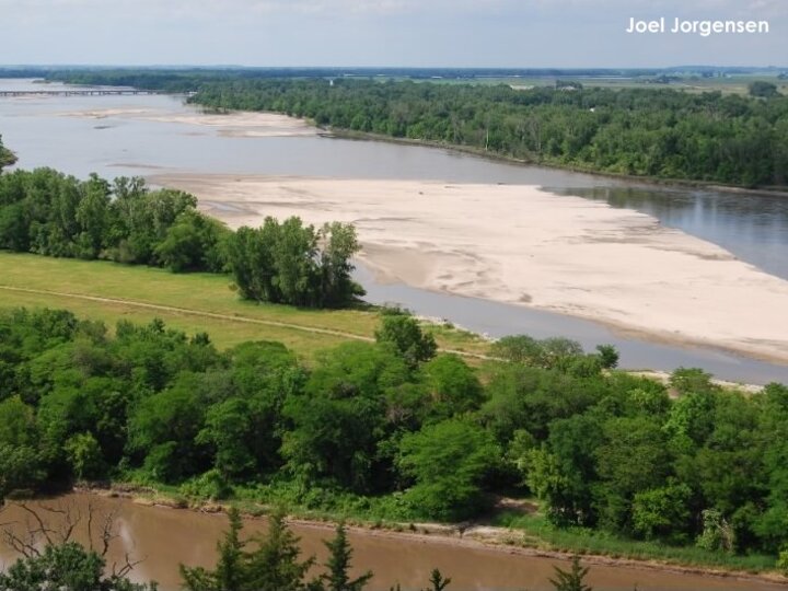 Lower Platte River during the 2009 tern and plover breeding season. Photo taken from Mahoney State Park Tower.